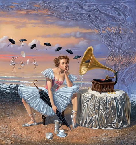 Understanding the Absurd Art of Michael Cheval - Park West Gallery Absurdist Art, What Is Surrealism, Arte Jazz, West Art, Seasons Art, Surrealism Painting, Arte Inspo, Arte Fantasy, Art Icon