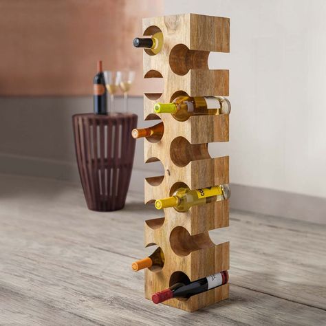 Mango Wood 12-bottle Wine Rack - The Green Head Wine Storage Kitchen, Wine Rack Shelf, Wooden Wine Rack, Wine Bottle Rack, Wood Rack, Wood Wine Racks, Wine Glass Rack, Diy Wine Rack, Solid Wood Flooring