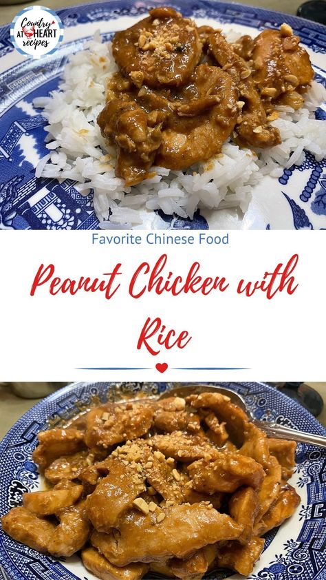 Asian Peanut Chicken, Crispy Peanut Butter Chicken, Peanut Chicken Recipe Chinese, Chinese Peanut Butter Chicken, Peanut Butter Chicken Chinese, Peanut Butter Chicken Recipe, Easy Peanut Chicken, Peanut Chicken Recipe, Sauce Over Rice