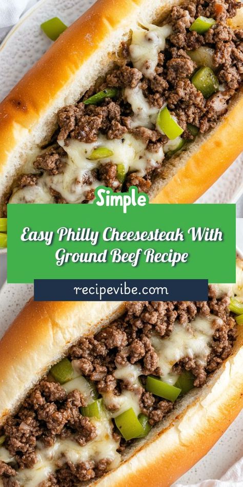 Craving a hearty meal that’s quick and easy? This Easy Philly Cheesesteak with Ground Beef Recipe is your answer! With simple ingredients and minimal prep, you’ll enjoy a delicious dinner in no time. Save this recipe for future nights when ground beef is calling your name! Ground Beef Philly Cheese Steak Crockpot, Ground Beef Steak And Cheese, Cheesesteak With Ground Beef, Sirloin Ground Beef Recipes, Philly Cheesesteak With Ground Beef, Easy Meal Prep Ground Beef, Ground Beef Philly Cheese Steak Sandwich, Gr Beef Recipes, Ground Beef Quick Dinner