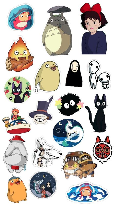 Ghibli Stickers, Desain Buklet, Ghibli Artwork, Anime Printables, Studio Ghibli Movies, Scrapbook Stickers Printable, Studio Ghibli Art, Easy Doodles Drawings, Ghibli Art