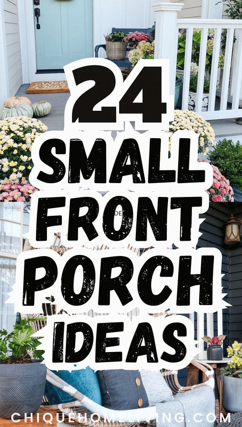 Transforming your small front porch into a summer oasis? Explore these 24 small front porch decor ideas to copy this summer, where every detail brings warmth and charm to your outdoor space. From colorful planters to cozy seating arrangements, each idea promises to maximize your porch's potential and create a welcoming retreat for lazy summer days and breezy evenings Small House Porch Ideas, Very Small Porch Ideas, Front Porch Garden Ideas Landscaping, Easy Front Porch Decor, Decorate Porch Ideas, Small Front Patio Ideas Curb Appeal, Tiny Front Porch Decorating Ideas, Small Front Porch Flower Pot Ideas, Small Front Porch Landscaping Ideas