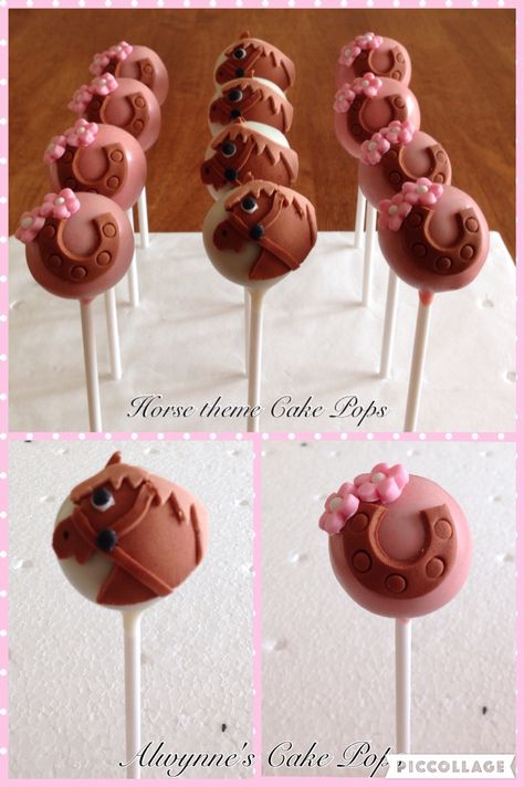 Horses & Horse Shoe Cake Pops Horse Theme Desserts, Cowboy Cake Pops Western Parties, Pink Cowgirl Cake Pops, Horse Theme Cupcakes Ideas, Horse Themed Cupcakes Birthday, Horse Cakepops, Kentucky Derby Cake, Horse Cake Pops, Horse Birthday Cake