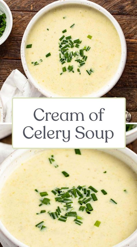 Skip the canned stuff! Homemade cream of celery soup is so easy to make, and it's full of incredible flavor, using just a handful of pantry staple ingredients. Easily make it gluten free and/or dairy free! Homemade Cream Of Celery Soup, Corn Soup Recipes, Celery Recipes, Cream Of Celery, Cream Of Celery Soup, Celery Soup, Brown Spots Removal, Delicious Soup Recipes, Hot Soup