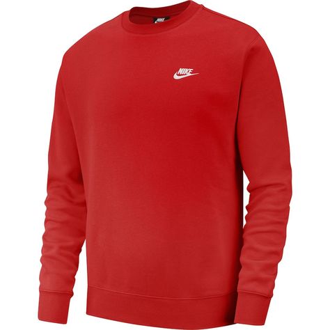 Red Nike Sweatshirt, Sweatshirts Nike, Nike Club Fleece, Nike Crewneck Sweatshirt, Red Crew Neck, Nike Sportswear Club Fleece, Nike Crewneck, Pullover Mode, Club Sweatshirts