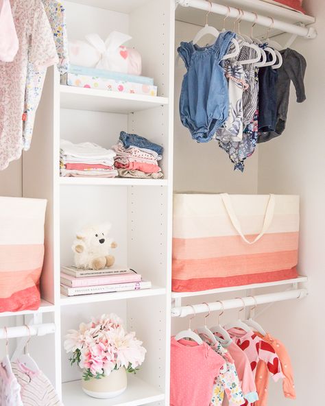 Custom Nursery Closet - IKEA Billy Bookcase Hack! | Just A Tina Bit Nursery Bookcase, Diy Custom Closet, Bookcase Hack, Closet Ikea, Billy Bookcase Hack, Ikea Billy Bookcase Hack, Closet Diy, Fun Room, Small Condo