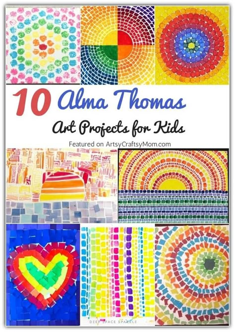 Alma Thomas Heart Art Lesson, Art For 1st Grade For Kids, Alma Woodsey Thomas Art, Art Ideas For Grade 1 And 2, Preschool Art History Projects, Alma Thomas Kindergarten Art, Alma Thomas Preschool Art, Preschool Collaborative Art Projects, Art Lessons Preschool