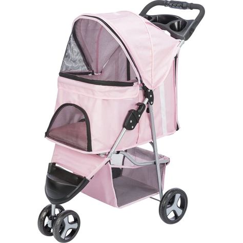 TRIXIE Foldable Cat & Dog Stroller, Pink - Chewy.com Bicycle Baskets, Cat Stroller, Dog Stroller, Pet Stroller, Air Ventilation, Pet Gear, Happy Tails, Long Walks, Dog Carrier