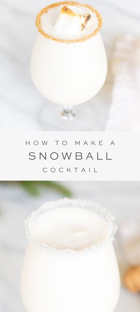 When the temperatures drop, I love to treat everyone to a Snowball cocktail after a delicious dinner. The slight bitterness of the almond amaretto flavor combined with sweet ice cream is the perfect pairing in this snowball recipe. Learn how to make this amaretto liqueur dessert cocktail with just a few simple ingredients. #cocktail #snowballcocktail #amarettoliqueur #icecreamcocktail #julieblanner #winter Snow Cocktail, Snowball Cocktail, Winter Themed Cocktails, Snowball Drink, Snowball Cocktail Recipe, Snowball Recipe, Amaretto Ice Cream, Almond Cocktails, Ice Cream Cocktail