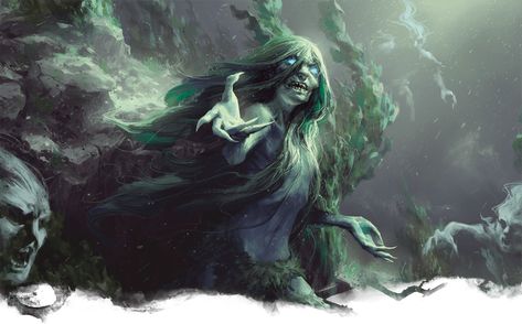 How to Play Hags Like Terrifying, Tragic Villains - Posts - D&D Beyond Hag 5e, Potion Brewing, Sea Hag, Matthew Mercer, Dnd Monsters, 다크 판타지, Mystical Art, Sea Monsters, High Fantasy