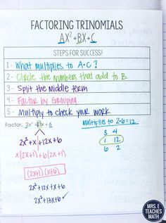 Factoring By Grouping, Math Circle, Factoring Trinomials, Algebra Interactive Notebooks, Geometry Notes, Factoring Polynomials, College Math, Teaching Math Strategies, Quadratic Functions