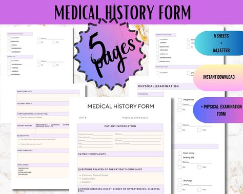 Free Download Printables, Chest Pain, Medical History, Allergies, Planner Template, Free Printables, Physics, Medical, History