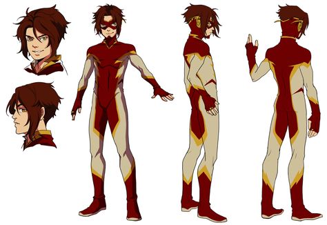 Flash Oc Suit, Bart Allen Impulse, Bart Allen, Speed Force, Dc Comic Costumes, Character Turnaround, Captain America Movie, Kid Flash, Happy Cartoon