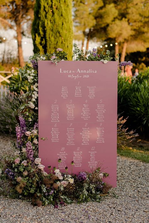 Lavender Seating Chart, Purple Seating Chart, Wedding Seating Chart Display, Table Plan Wedding, Rustic Tablescape, Seat Chart, Vintage Fiat, Mirror Seating Chart, Wedding Sign Decor