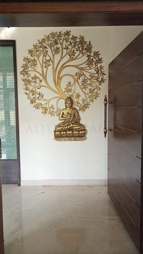 Buddha Wall Mural, Wall Mural Design, Buddha Wall Decor, Doors Handles, Buddha Home Decor, Main Doors, Buddha Decor, Buddha Wall Art, Buddha Art Painting