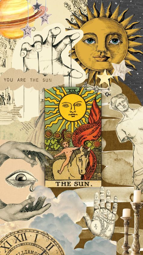 🌞 #thesun #aesthetic #tarot #tarotcards #astrology #collage #moodboard #majorarcana Aesthetic Tarot Wallpaper, Love Tarot Card Wallpaper, Tarot Lockscreen Aesthetic, Collage Tarot Cards, Wallpaper Iphone Tarot, Aesthetic Tarot Cards Wallpaper, Tarot Collage Art, Sun Tarot Wallpaper, Tarot Iphone Wallpaper