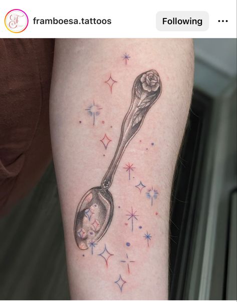 Spoon Theory Tattoo Ideas, Tea Spoon Tattoo, Antique Spoon Tattoo, Spoon Tattoo Ideas, Spoon Theory Tattoo, Flesh Painting, Spoonie Art, Spoonie Tattoo, Valentine Tattoos