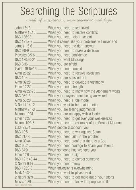 This is great! Bible verses for different times in your life, such as when you need to feel loved, resolve a conflict, etc. I don't know who to give credit to though! Now Quotes, Ayat Alkitab, Life Quotes Love, Book Of Mormon, Scripture Study, Read Bible, God Is Good, Bible Scriptures, Bible Journaling