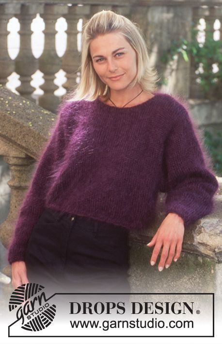 Mohair Sweater Knit Free Pattern, Mohair Knitting Patterns Free, Mohair Sweater Pattern Free Knitting, Drops Design Knitting Free, Free Sweater Knitting Patterns, Winter Purple Knitting Pattern, Fuzzy Mohair Sweater Knitting Pattern, Mohair Sweater Pattern, Mohair Lace V Neck Sweater Pattern Free