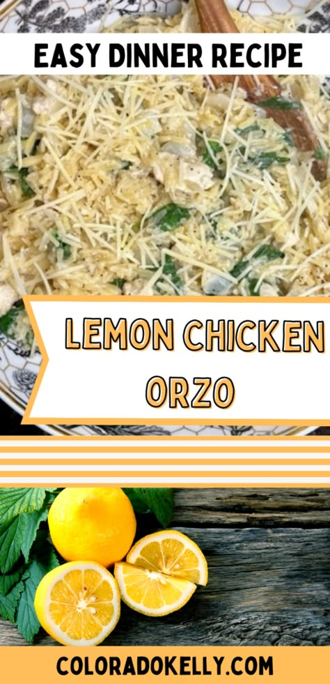 Lemon Chicken and Orzo: A One Pot Recipe Lemon Chicken And Orzo, Lemon Orzo Chicken, Spicy Chicken Pasta, Chicken And Orzo, Lemon Chicken Orzo, Orzo Recipe, Lemon Orzo, Orzo Recipes, Chicken Orzo