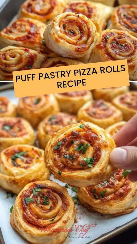 Puff Pastry Pizza Rolls Recipe – Hungarian Chef Puff Pastry Dinner, Pizza Rolls Recipe, Easy Cheap Recipes, Puff Pastry Recipes Savory, Puff Pastry Pizza, Homemade Pizza Rolls, Pizza Roll Recipe, Game Day Foods, Pastry Pizza