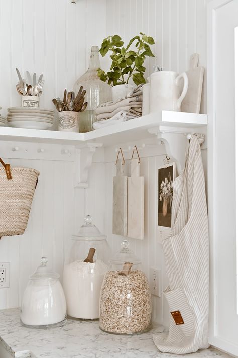 Peg Rail, Large Glass Jars, Liz Marie, Liz Marie Blog, Kitchen Shelf, Cozy Kitchen, Cabin Style, Cottage Kitchen, Style Kitchen