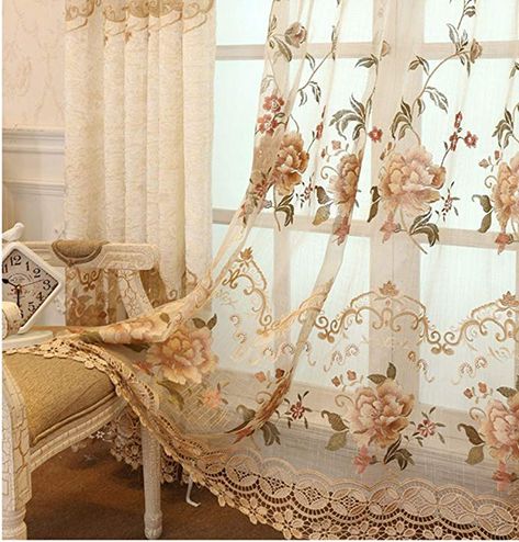 Voile Curtains Living Room, Romantic Window, Chenille Curtains, Curtain For Bedroom, Handmade Curtains, Dining Room Curtains, Bedroom Curtains, Tulle Curtains, Voile Curtains