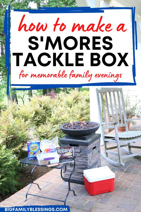 #AD We may be spending most of our 'adventure' time close to home this summer, but I've found one way to make any evening an extra special adventure... S'mores! Whether in our backyard, at the farm, or camping you'll find us making s'mores all summer long. I'm sharing how to make a S'mores Tackle Box for your family in my stories and on the blog. #SmoresSaturday #honeymaid @walmart @hersheys @kraftjetpuffed @honeymaidsnacks S'more Caddy Diy, Tackle Box For Smores, Smores Storage Ideas, Smore Box Diy, S’mores Gift Basket Diy, S’more Gift Basket Ideas, S’mores Box, S’mores Basket, Smores Gift Ideas