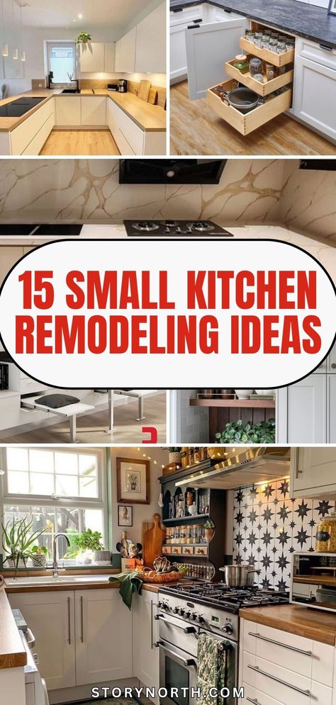 Save this pin for 15 brilliant ideas to maximize space and functionality in your small kitchen! Discover creative solutions to make the most out of your kitchen space. #SmallKitchenIdeas #HomeDecor #KitchenRemodel Small Kitchen Top Ideas, Small Kitchen Ideas Countertops, Kitchen Design Ideas For Small Kitchens, Kitchen Remodel Ideas Small Space, Amazing Small Kitchens, Limited Space Kitchen Ideas, Hacks For Small Kitchens, Small Efficient Kitchen, Small Kitchen Renovation Ideas Layout