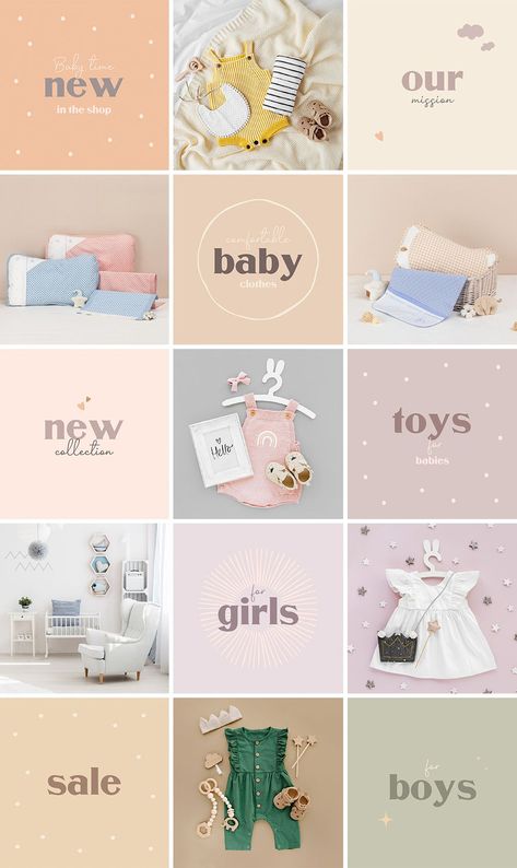 Fashion Instagram Feed, Kids Branding Design, Instagram Grid Design, Instagram Design Layout, Instagram Branding Design, Instagram Feed Planner, Instagram Feed Layout, Clothes Toys, Desain Editorial