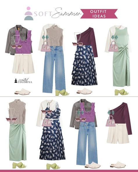 Soft Summer Fashion, Created Colorful, Cool Summer Palette, Soft Summer Palette, Soft Summer Color Palette, Capsule Wardrobe Casual, Soft Summer Colors, Modest Outfit Ideas, Summer Neutrals