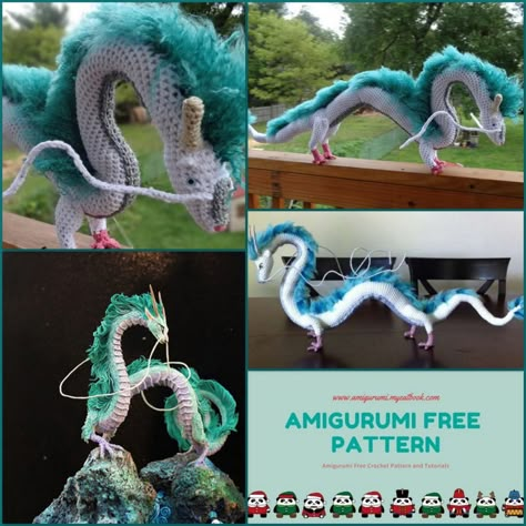 Amigurumi Haku Dragon Free Pattern - Amigurumi Free Patterns Dragon Crochet Pattern Free, Haku Dragon, Dragon Crochet Pattern, New Year Symbols, Dragon Crochet, Dragon Horns, Knit Top Patterns, Dragon Crafts, Crochet Dragon