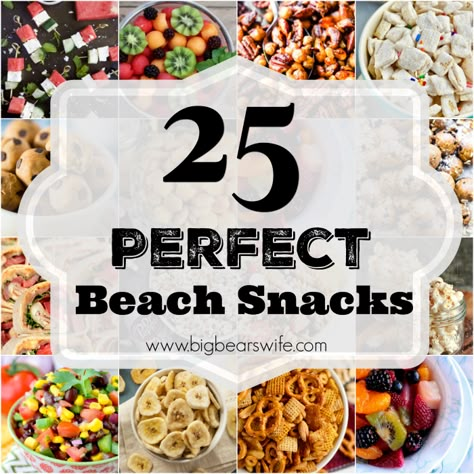 When you're ready to pack and head to the shore, make sure to pack a few of these beach snacks to keep the family happy while they're playing in the sand! Lake Snacks, Beach Day Food, Beach Vacation Meals, Vacation Snacks, Beach Snack, Boat Snacks, Beach Snacks, Beach Dinner, Vacation Meals