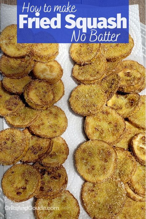 Making Southern-style fried yellow or zucchini squash is easy! You don't need a lot of oil and you don't need a messy batter. These cornmeal crusted fried summer squash only take a few minutes to make. Great summer side dish with any barbecue or chicken dinner. #friedsummersquash #friedsummersquashrecipe #easyfriedsquash Fried Summer Squash, Fried Squash Recipes, Fried Yellow Squash, Southern Thanksgiving Recipes, Fried Zucchini Recipes, Fried Squash, Squash Fries, Southern Cooking Recipes, How To Cook Zucchini