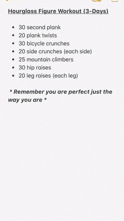 3 Day Hourglass Workout, Body Moodboard, Figure Workout, Hourglass Figure Workout, Effective Workout Plan, Teen Workout Plan, Light Workouts, Best Full Body Workout, Hourglass Workout