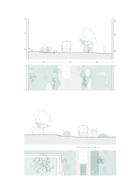 Fallow · Masterplan for a plot in Denderleeuw · Divisare Urban Section, Street Section, Landscape Architecture Diagram, Urban Design Diagram, Architecture Collage, Layout Architecture, Architecture Graphics, Architectural Section, Architecture Concept Drawings