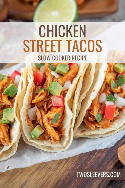 Crock Pot Chicken Street Tacos, Street Chicken Tacos Crock Pot, Authentic Chicken Street Tacos, Crockpot Tacos Chicken, Chicken Street Tacos Crockpot, Slow Cook Chicken Tacos, Street Tacos Crockpot, Chicken Crockpot Tacos, Crockpot Taco Chicken