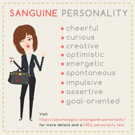 Sanguine Personality Traits – the Boredom Busters | Psychologia Temperaments Personality, Personality Infographic, Sanguine Personality, 4 Temperaments, Temperament Types, Psychology Terms, Free Personality Test, Colleges For Psychology, Psychology Courses