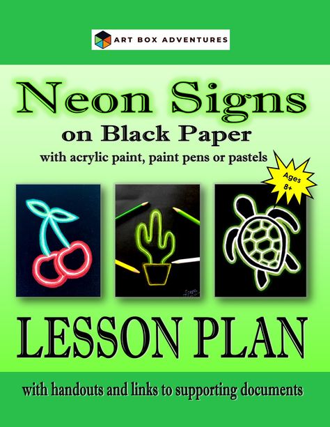 Neon Sign Lesson Plan Resource (with free ideas sheet) Neon Art Lesson, Neon Art Painting, Neon Symbol, Art Sub Plans, Neon Sign Art, Purchase Card, Drawing Activities, Elementary Art Projects, Drawing Prompt