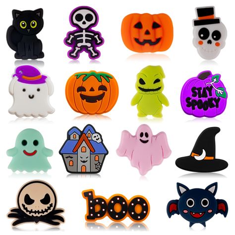 PRICES MAY VARY. HALLOWEEN SILICONE BEADS: You will receive 15pcs halloween beads for pens in different shapes, including pumpkin, ghost, skull, witch, cat and other shapes. Enough quantity to meet your DIY needs VERSATILE APPLICATIONS: These halloween focal beads can not only be used for beading pens but also can be made to create Halloween earrings, Halloween necklaces, Halloween bracelets, Halloween keychains, Halloween bag jewelry and so on IDEAL PRESENT: These silicon beads are perfect for Halloween Necklaces, Halloween Keychains, Bracelets Halloween, Silicon Beads, Rubber Bead, Ghost Skull, Keychain Necklace, Halloween Bracelet, Halloween Beads