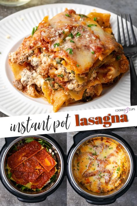 Pot Lasagna Recipe, Ip Lasagna Recipe, Lasagna Instant Pot Recipes, Lasagne Instant Pot, Ninja Foodi Lasagna Recipe, Ninja Foodi Lasagna, Ninja Lasagna Recipe, Pressure Cooker Lasagna, Camping Instapot Recipes