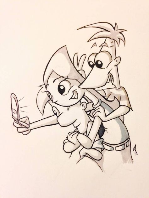 Candace And Jeremy, Phineas And Isabella, Whatcha Doin, Phineas E Ferb, Family Selfie, Matching Best Friend Tattoos, Phineas Y Ferb, Best Cartoons Ever, Skull Art Drawing