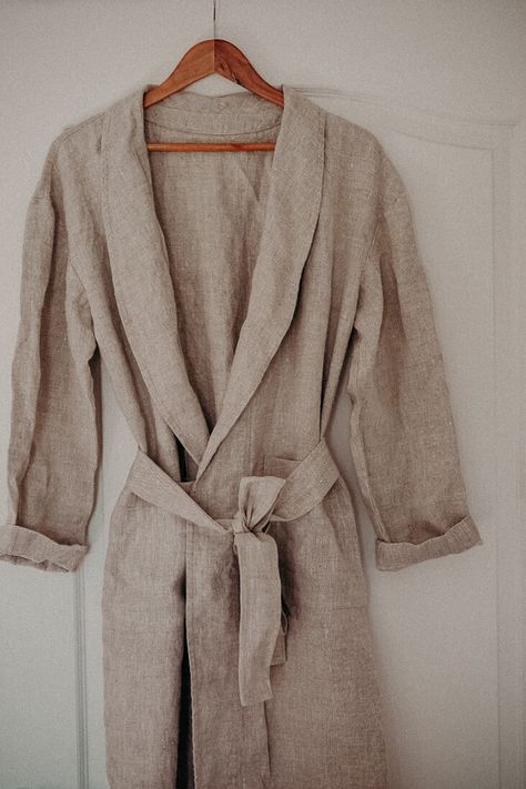 Linen Robe Pattern, Robe Pattern Free Sewing, Bathrobe Sewing Pattern, Bathrobe Pattern, Dressing Gown Pattern, Linen Dressing Gown, Linen Bathrobe, Cozy Summer, Women's Sewing Pattern