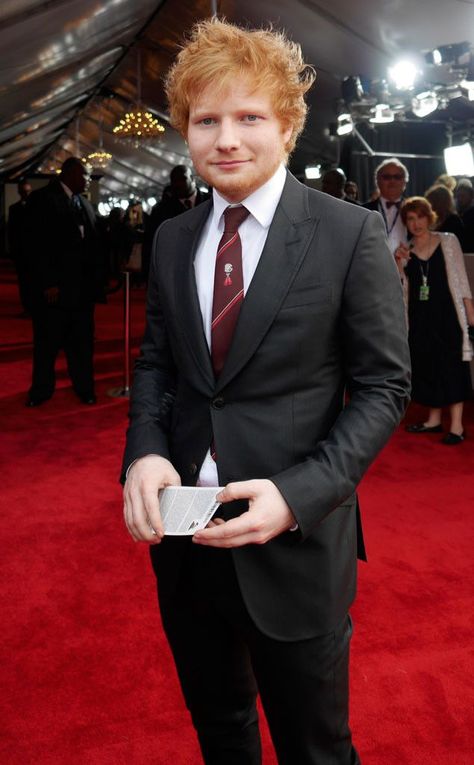 Ed Sheeran from Rich Before They Were Famous | E! Online Ed Sheeran Love, Grammys Red Carpet, A Man In A Suit, Man In A Suit, Music Ed, On The Red Carpet, Ed Sheeran, Grammy Awards, The Red Carpet