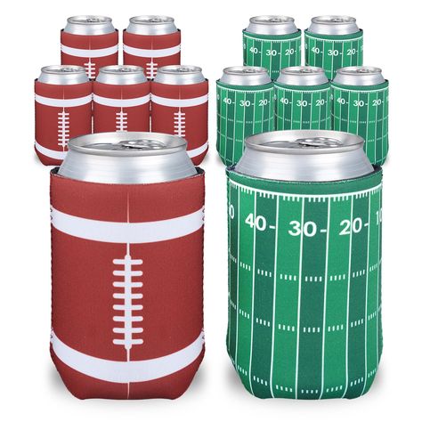 PRICES MAY VARY. FOOTBALL PARTY DECORATIONS AND SOUVENIRS -- Package includes 12 can sleeves in 2 patterns. Cheers to the intense excitement of a Super Bowl game day party! PERFECT SIZE -- Each can sleeve measures approximately 2.4 x 2.4 x 4 inches and fits standard 12 oz. to 16 oz. beer soda or bottle cans. It is easy to put on or take off and also folds your can cooler for easy storage. STURDY AND MATERIAL -- Made of high quality neoprene for durability, it helps insulate your beverage and pre Game Day Decorations, Football Centerpieces, Super Bowl Game, Superbowl Party Decorations, Super Bowl Decorations, Football Party Decorations, Superbowl Game, Football Baby Shower, Adventure Decor