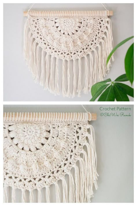 Blossom Wall Hanging Crochet Pattern Crochet Boho Wall Decor, Crochet Macrame Wall Art, Mandala Wall Hanging Crochet, Crochet Macrame Wall Hangings Free Pattern, Crochet Moon Wall Hanging, Boho Crochet Wall Hanging Pattern, Macrame Crochet Wall Hanging, Free Crochet Wall Hanging Patterns Boho, Crochet Mandala Wall Hanging Pattern