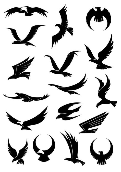 Flying eagle, falcon and hawk vector icons Falcon Drawing, Bird Wings Costume, Bird Of Paradise Wedding, Falcon Logo, Black Bird Tattoo, Bird Vector, Flying Bird Tattoo, Bird Sketch, Flying Eagle