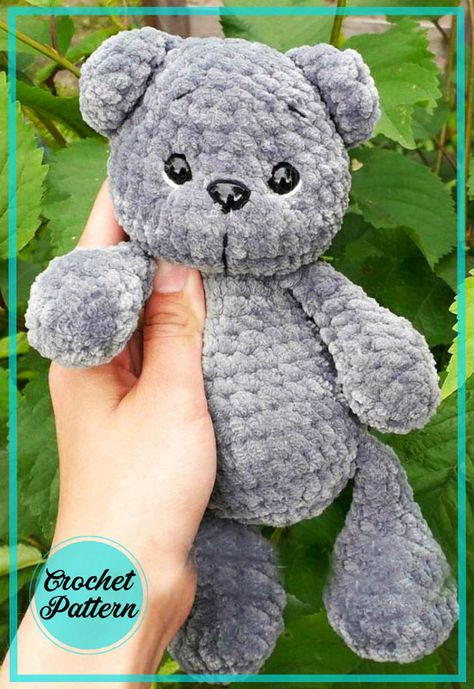 Plush Teddy Bear Amigurumi PDF Free Crochet Pattern - Amigurumiday Crochet Teddy Bear Pattern Free, Teddy Bear Patterns Free, Bear Patterns Free, Bear Amigurumi, Crochet Bear Patterns, Easy Crochet Animals, Crochet Teddy Bear Pattern, Crochet Animals Free Patterns, Crochet Teddy Bear