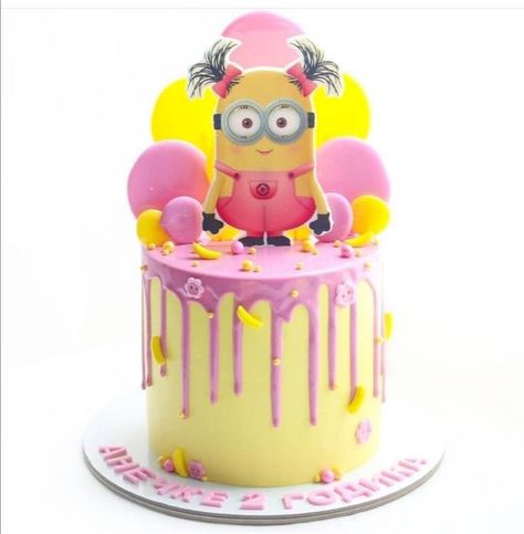 Pink Minion Birthday Party, Minion Birthday Party Girl, Pink Minion Party, Girl Minion Cake, Girl Minion Birthday Party, Pink Minion, Despicable Me Cake, Minion Birthday Cake, Girl Minion