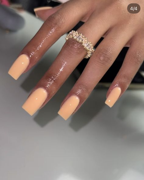 Sherbert Orange Nails, Cream Orange Nails, Orange Powder Nails, Creamy Orange Nails, Creamsicle Orange Nails, Short Square Nails Summer Colors, Orange And Cream Nails, Milky Orange Nails, Champagne Nail Color